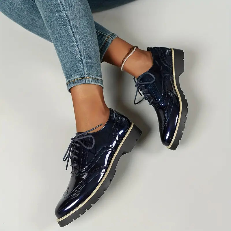 Jean | Women’s Stylish Glossy Lace-Up Shoes for Formal & Casual Wear