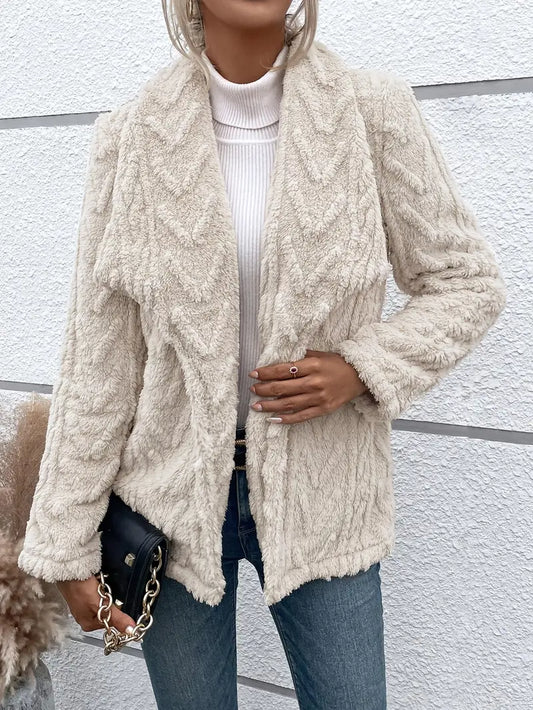 Maria | Women’s White Plush Teddy Jacket with Elegant Design