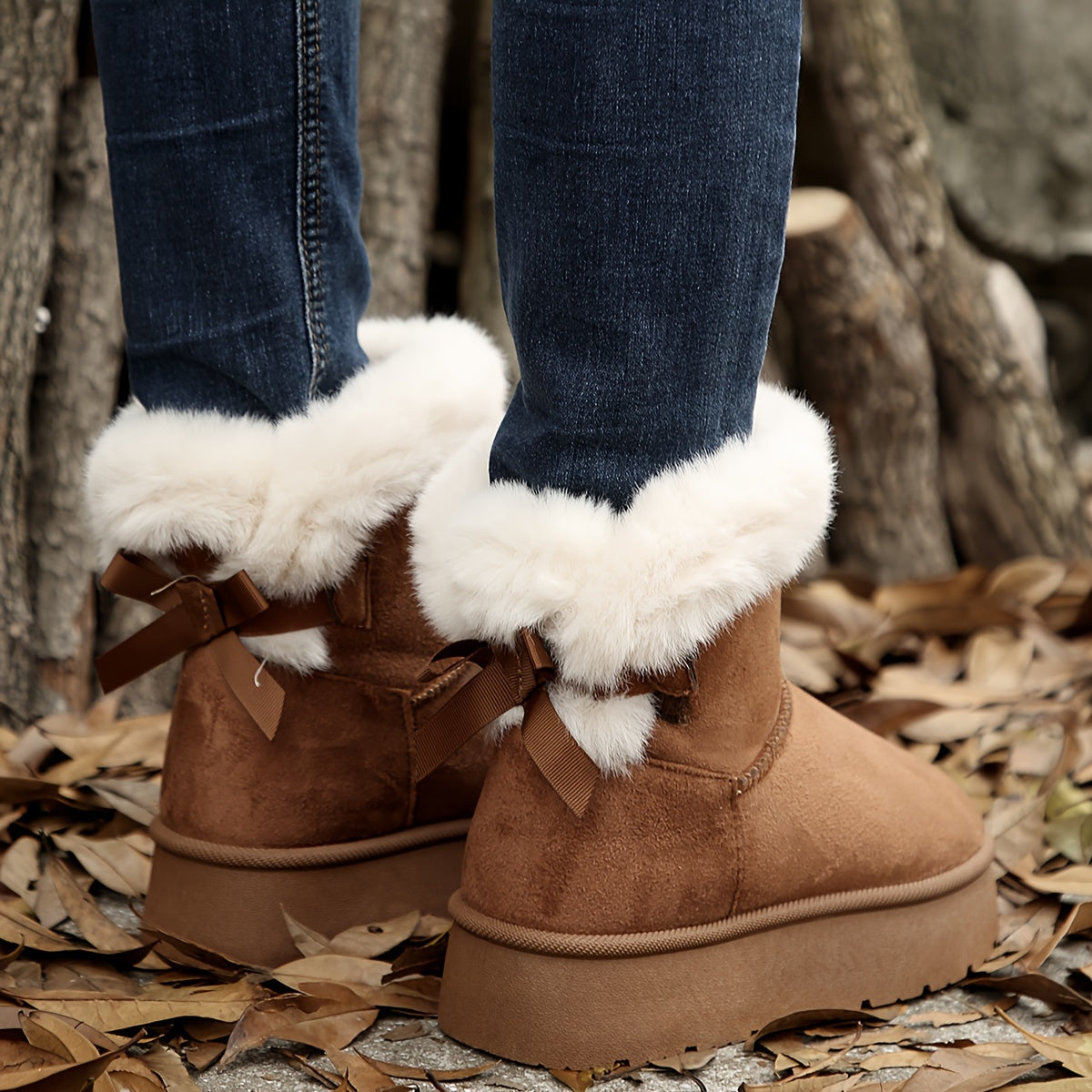 Adina | Women's Winter Boots with Thick Sole and Bow Detail – Warm Insulated Snow Boots