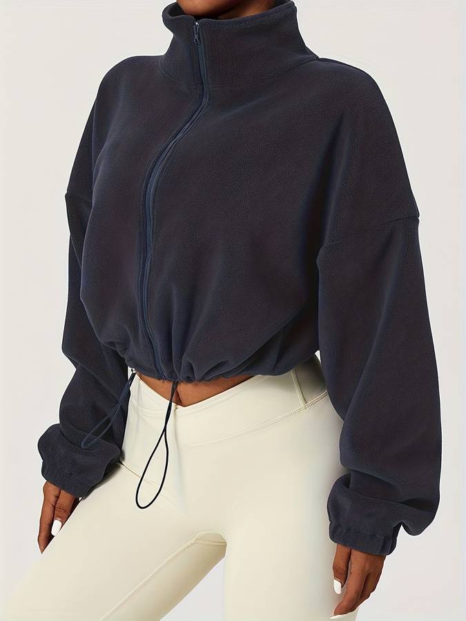 Alessa | Women's Fleece Jacket with High Collar, Full Zip, and Adjustable Drawstring – Warmth and Style Combined