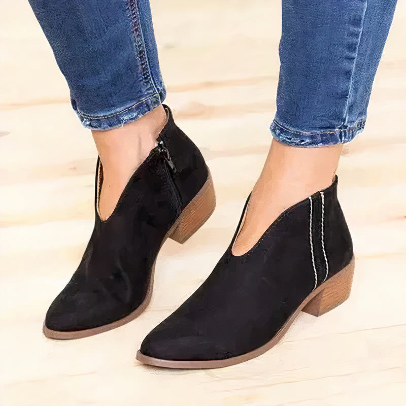 Paloma | Women's Faux Suede Block Heel Ankle Boots – Elegant, Versatile & Comfortable