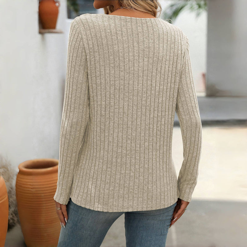 Angela | Women’s Solid Colour V-Neck Buttoned Sweater