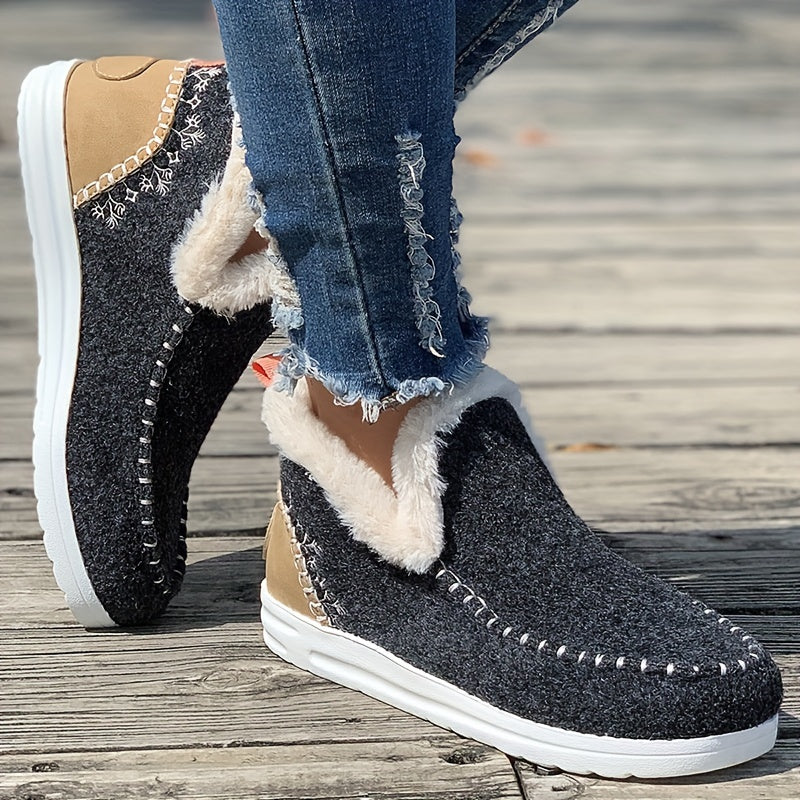 Lorinda | Warm Plush Lined Slip-On Winter Shoes for Women