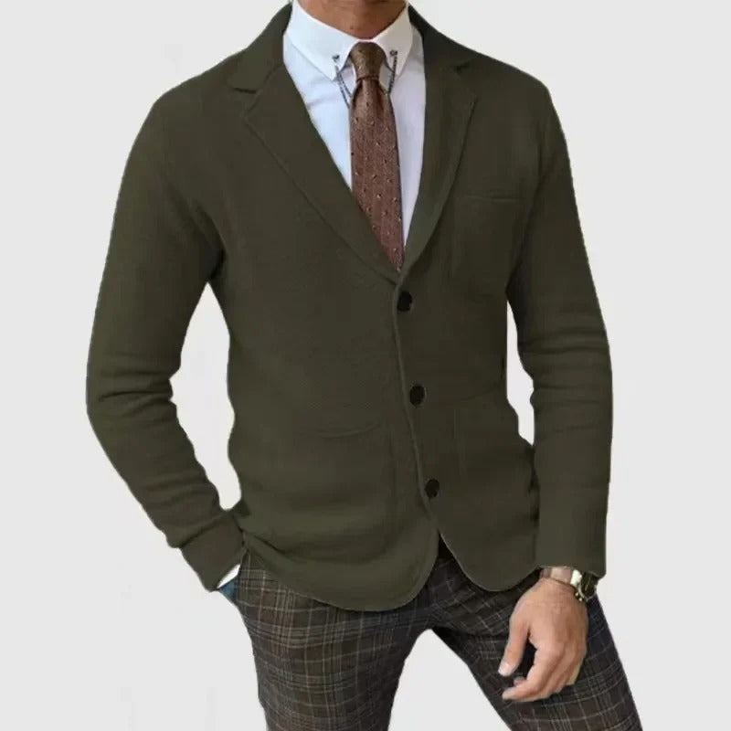 Ivano | Men's Slim Fit Cardigan with Reversed Collar and Button Details