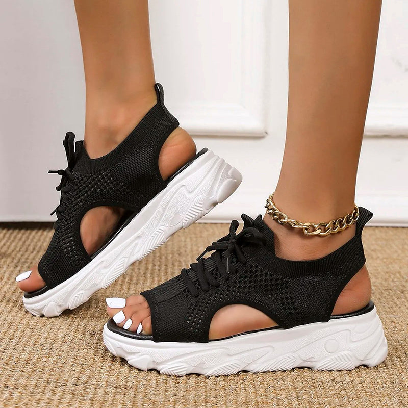 Domina | Women's Breathable Wedge Sandals – Comfortable Slingback Lace-Up for Summer