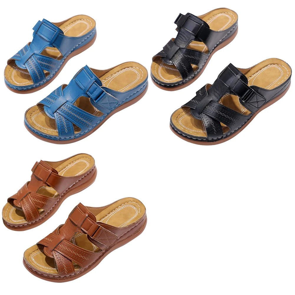 Esme | Women's Slip-On Platform Summer Sandals with Adjustable Velcro Straps – Cushioned, Comfy & Stylish
