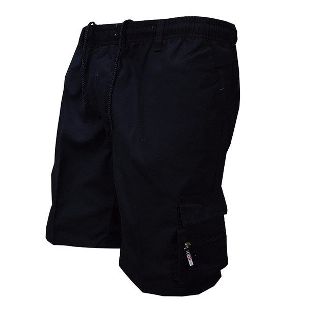 Clive | Men’s Solid Colour Cargo Shorts with Zip Pockets and Drawstring Waist