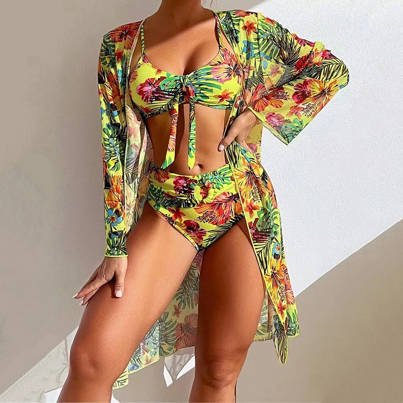 Cassandra | Women's Floral 3-Piece Bikini Set with Cover-Up