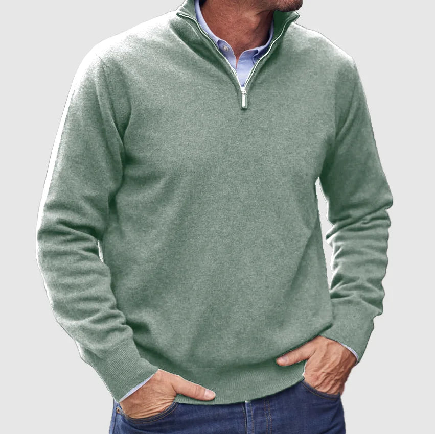 Kuno | Men's Premium Cashmere Sweater with Zip Collar – Stylish and Comfortable Design