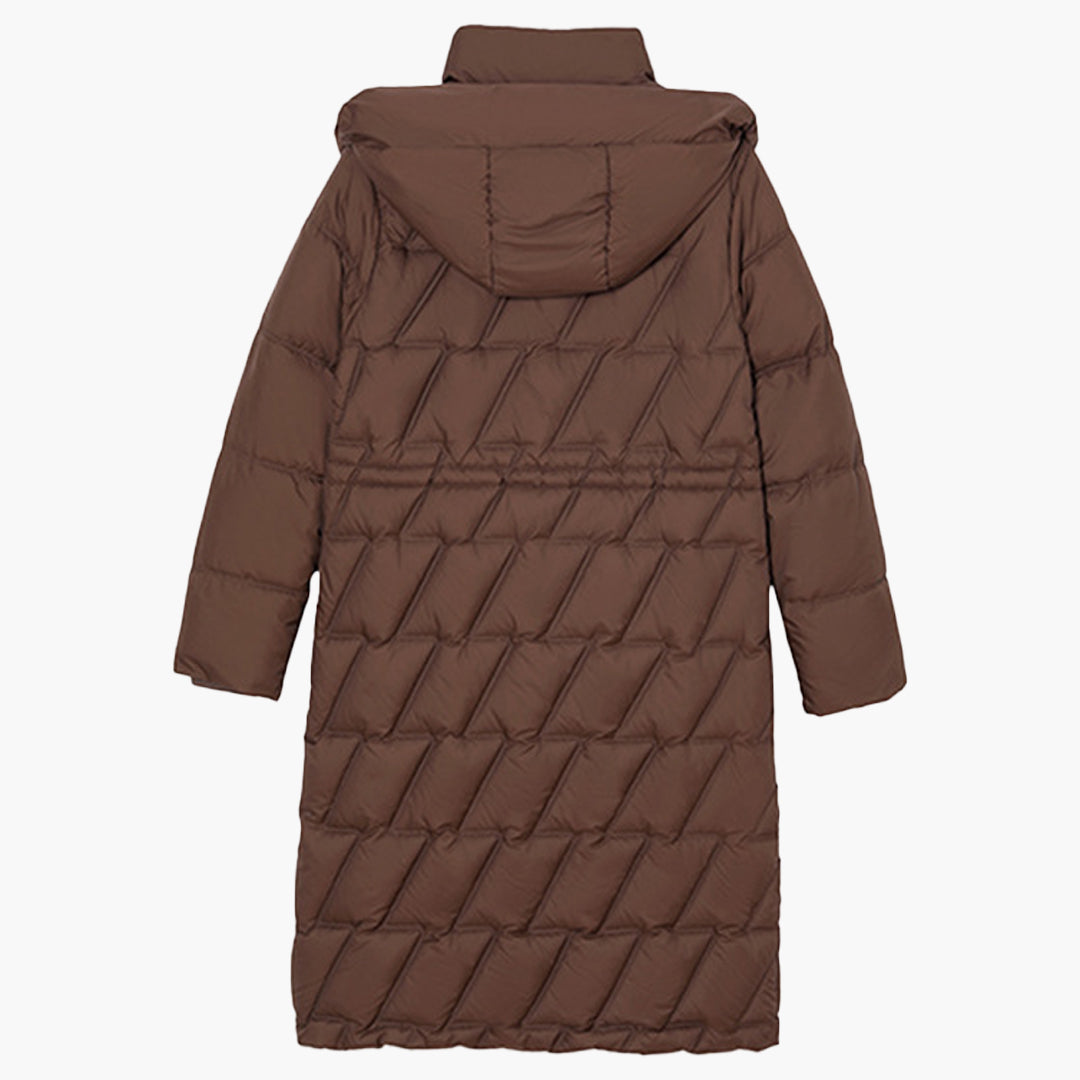 Cosima | Long Quilted Hooded Jacket with Zip and Drawstring Waist for Winter