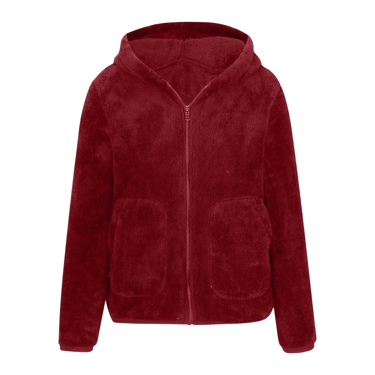 Anike | Women's Hooded Zip-Up Teddy Jacket with Plush Fleece and Side Pockets – Cosy and Warm for Cold Days