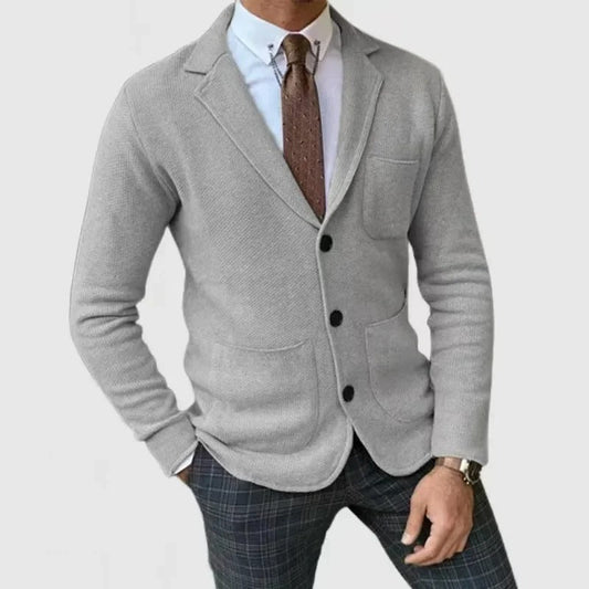Ivano | Men's Slim Fit Cardigan with Reversed Collar and Button Details