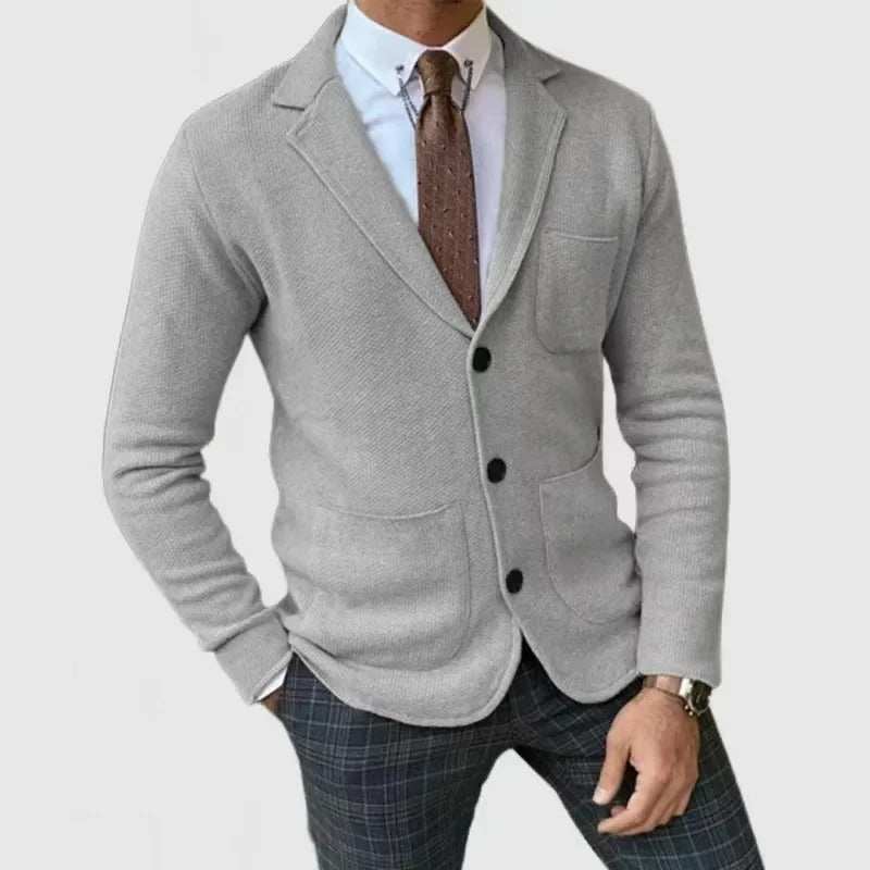 Ivano | Men's Slim Fit Cardigan with Reversed Collar and Button Details