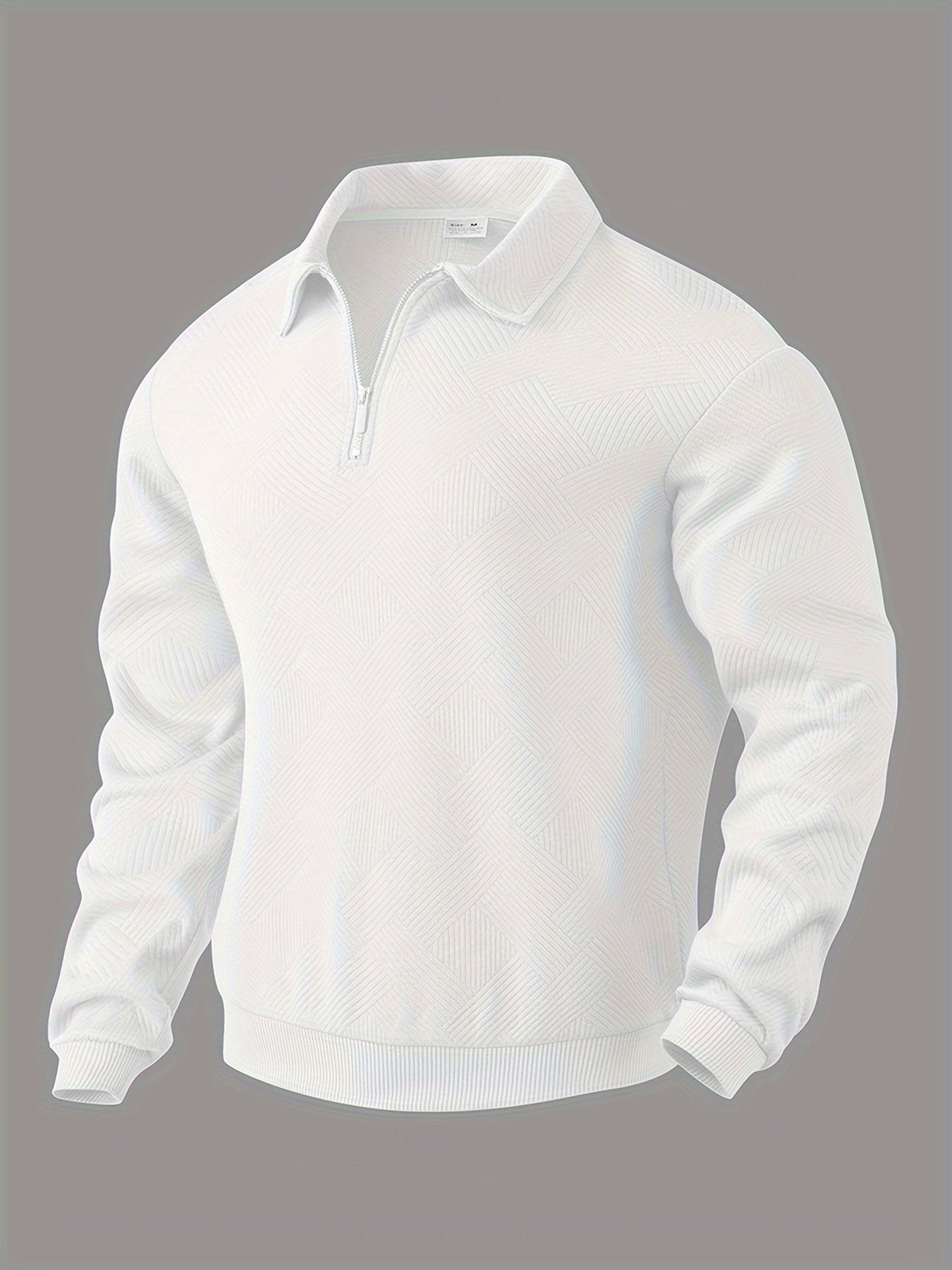 Heiko | Men's Textured Fabric Zipped Neckline Turn Down Collar Casual Sweater
