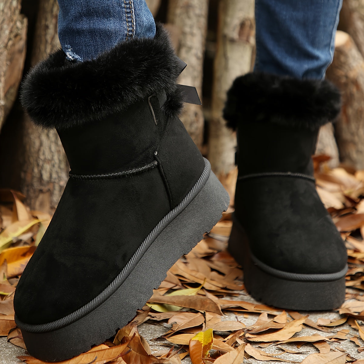 Adina | Women's Winter Boots with Thick Sole and Bow Detail – Warm Insulated Snow Boots