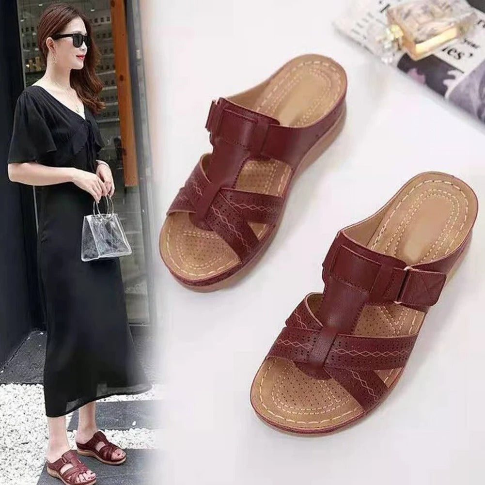 Esme | Women's Slip-On Platform Summer Sandals with Adjustable Velcro Straps – Cushioned, Comfy & Stylish