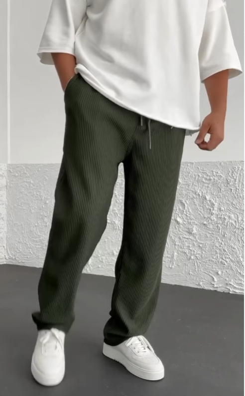 Gustav | Men's Loose-Fit Ribbed Trousers with Drawstring Comfort