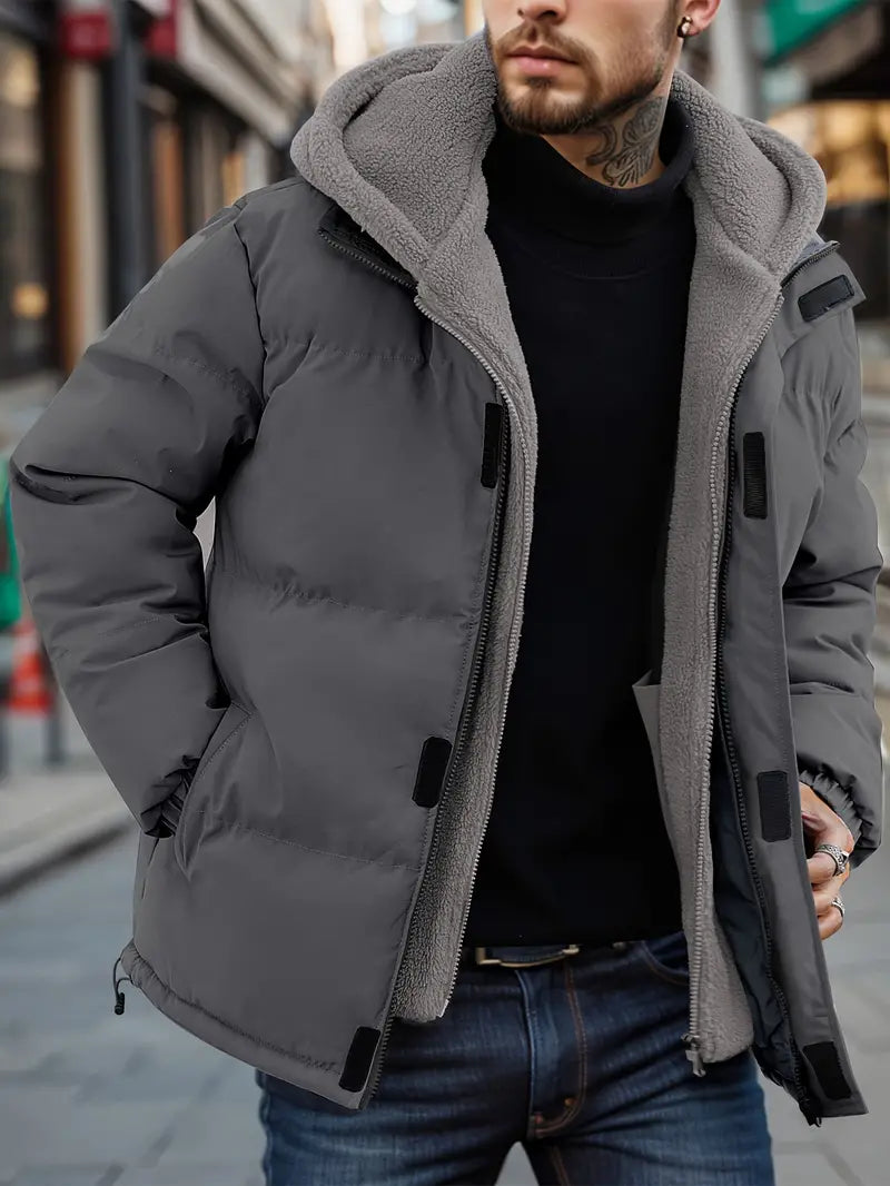 Nino | Men's Padded Hooded Jacket with Fleece Lining