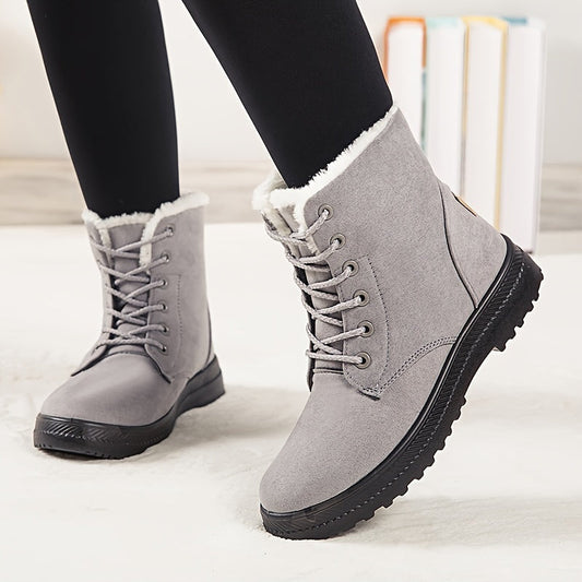 Paulina | Women’s Winter Lace-Up Boots with Flat Sole & Warm Lining