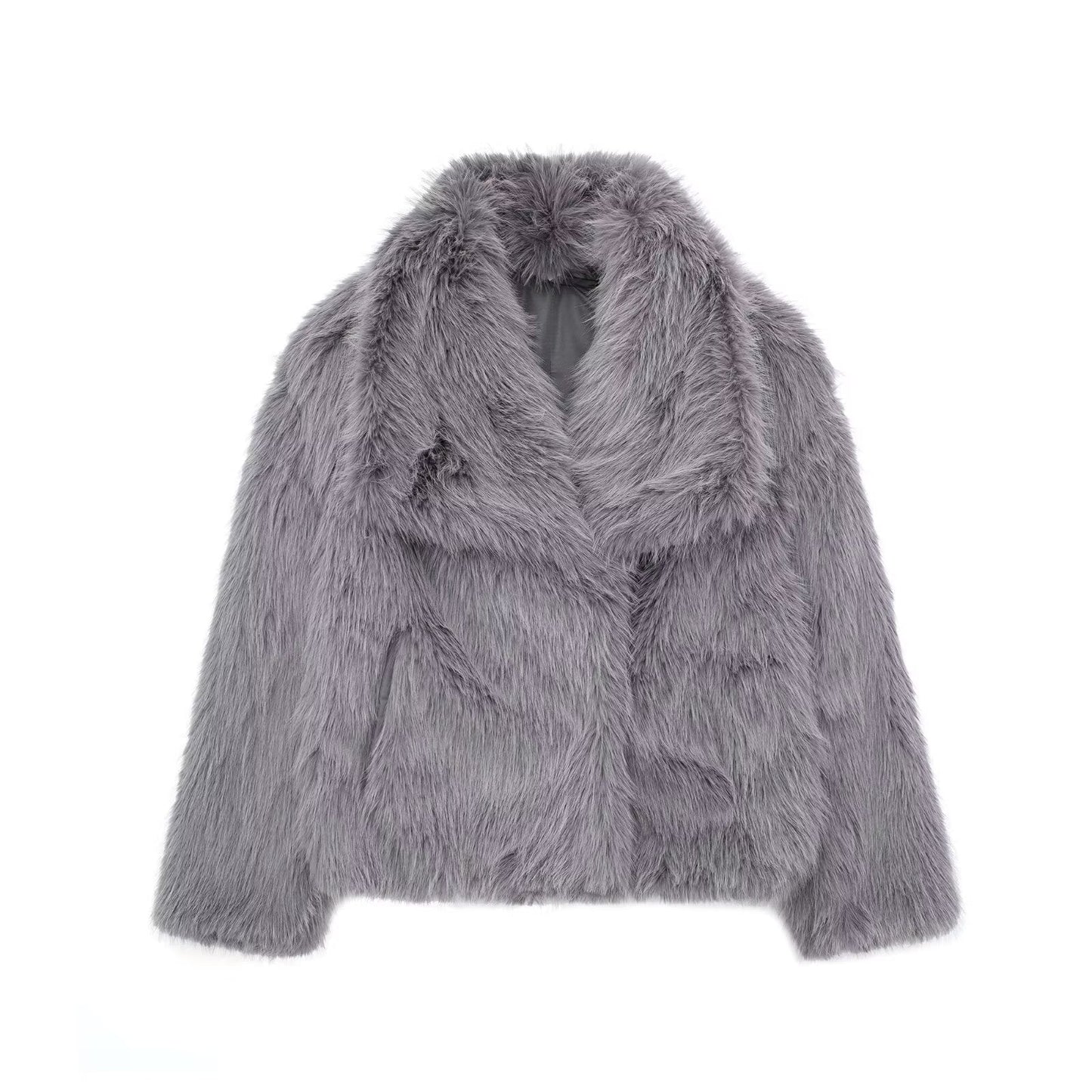 Maegan – Women's Solid Colour Luxurious Faux Fur Jacket