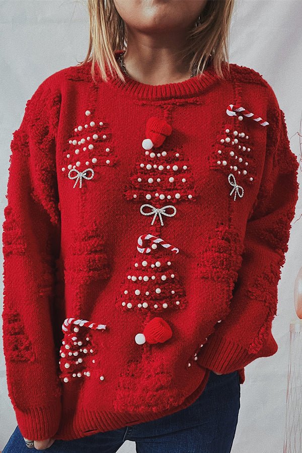 Antjel | Women's Christmas Pom-Pom Sweater with Festive Round Neck Design