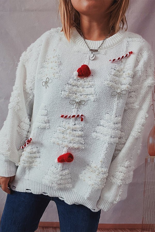 Antjel | Women's Christmas Pom-Pom Sweater with Festive Round Neck Design