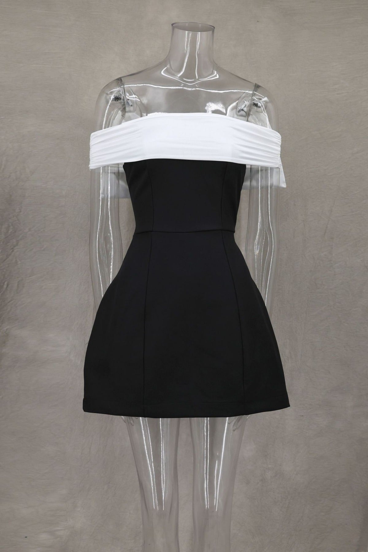 Seliora | Women’s Two-Tone Off-Shoulder Mini Party Dress with Statement Back Bow