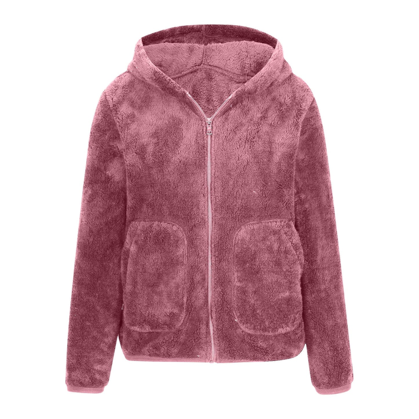 Anike | Women's Hooded Zip-Up Teddy Jacket with Plush Fleece and Side Pockets – Cosy and Warm for Cold Days