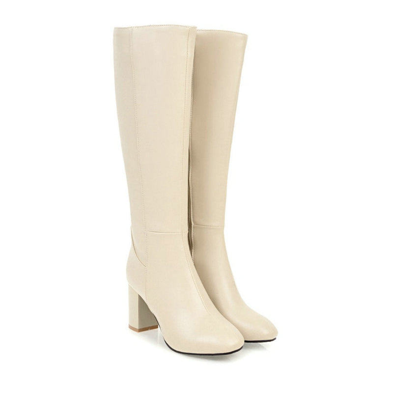 Portia | Women’s Classic High Boots with Block Heel and Side Zip