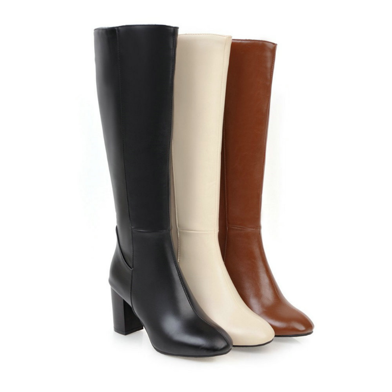 Portia | Women’s Classic High Boots with Block Heel and Side Zip