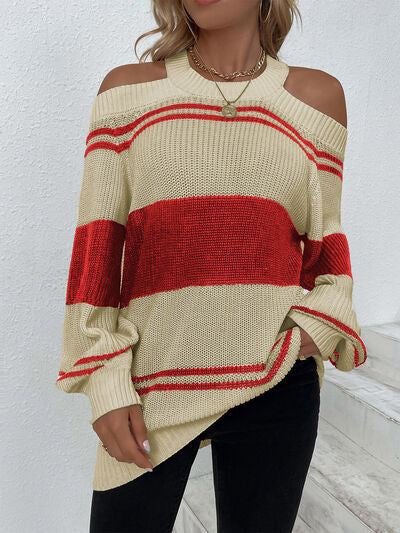 Givana | Women's Two-Tone Off-Shoulder Sweater – Chic & Modern