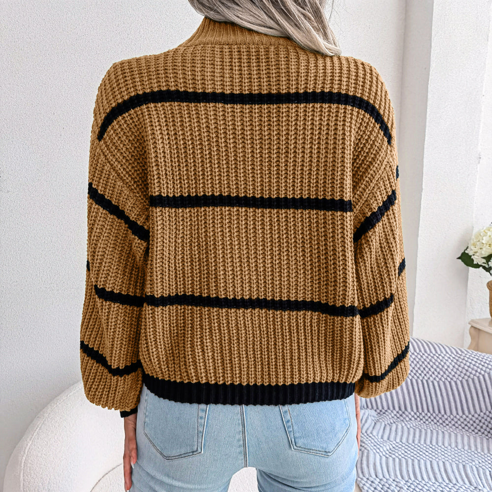 Emlira | Women's Striped Roll Neck Sweater – Trendy and Cozy Knit for Effortless Style