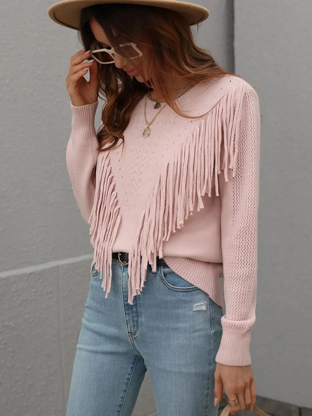 Neliana | Women's Trendy Knit Sweater with Stylish Fringes – Comfortable & Chic