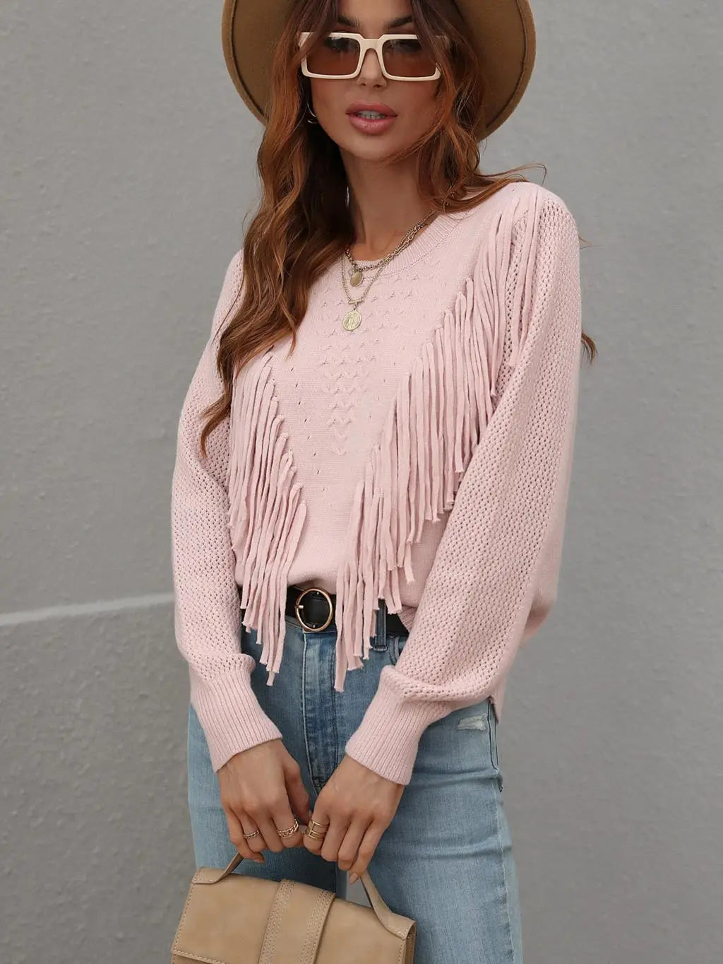 Neliana | Women's Trendy Knit Sweater with Stylish Fringes – Comfortable & Chic