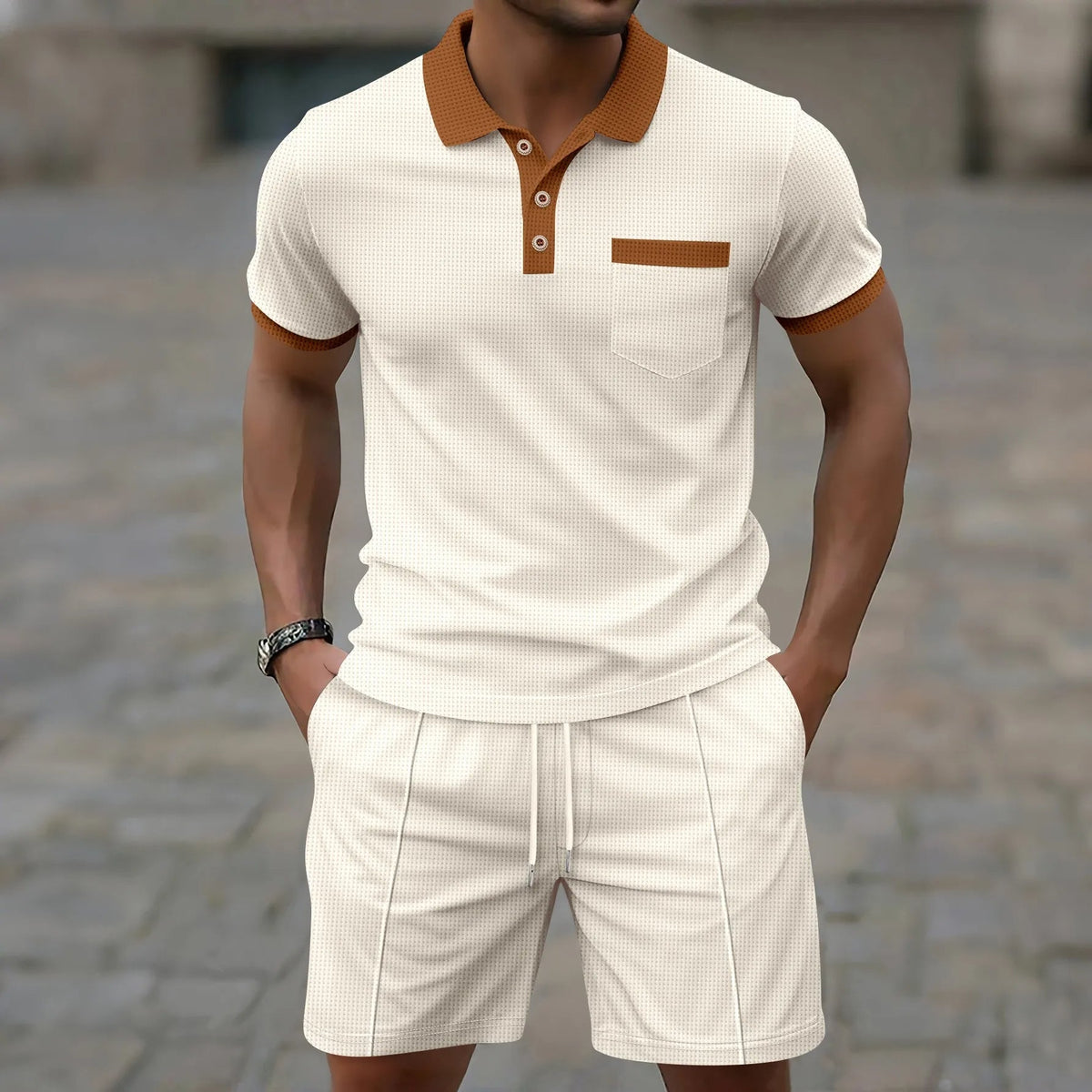 The Capri Cotton Set – Vintage Polo & Shorts Co ord for Men
