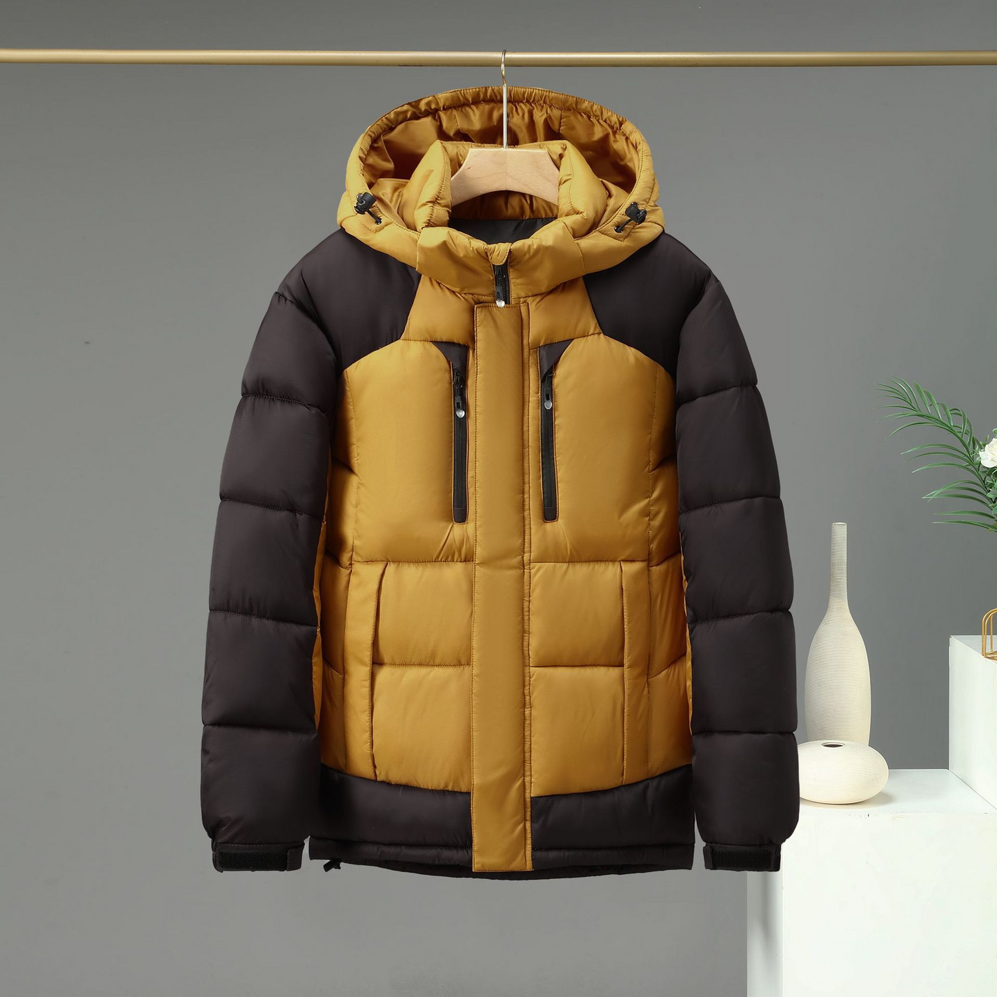 Lexarion | Men’s Water-Repellent Padded Jacket with Detachable Hood & Secure Pockets