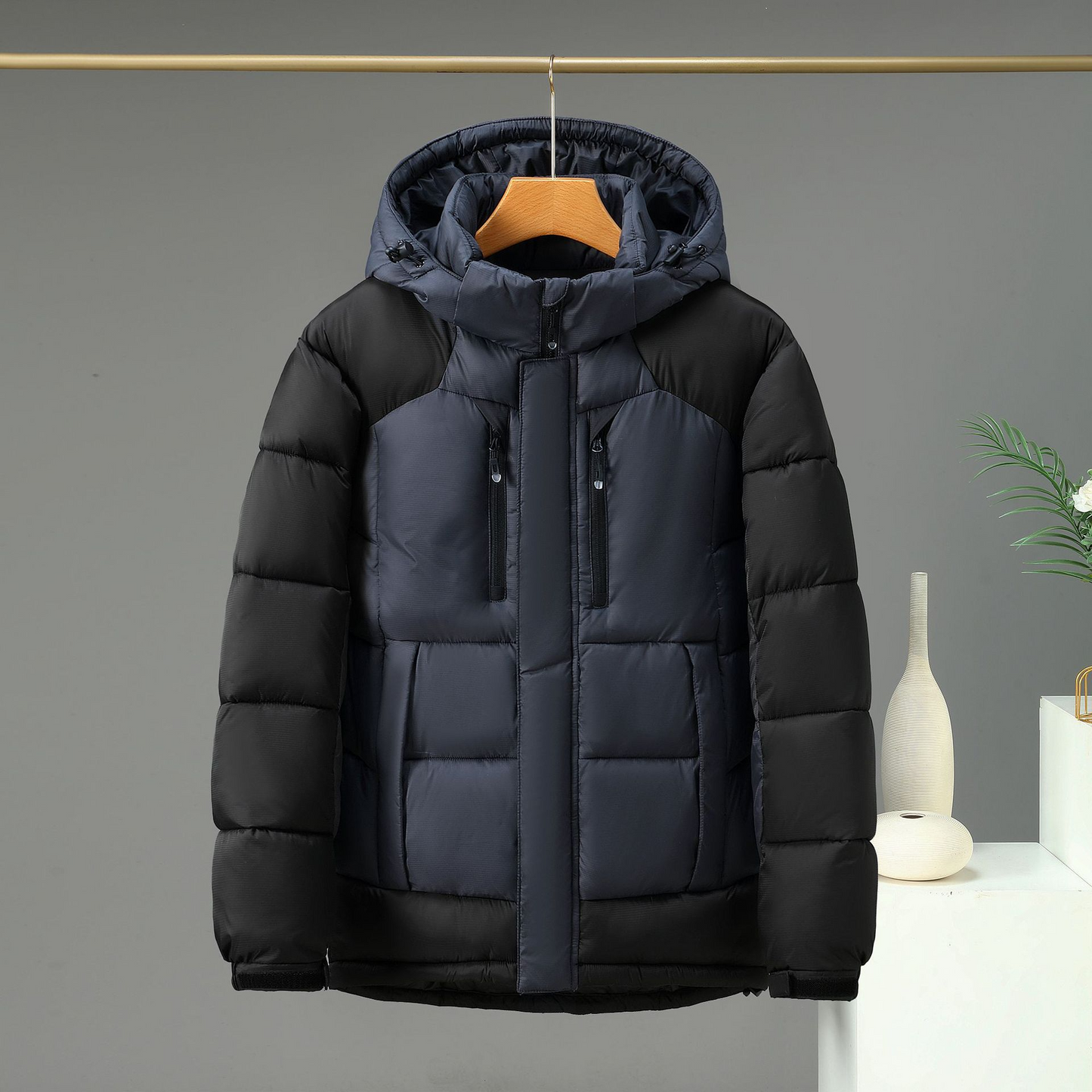 Lexarion | Men’s Water-Repellent Padded Jacket with Detachable Hood & Secure Pockets