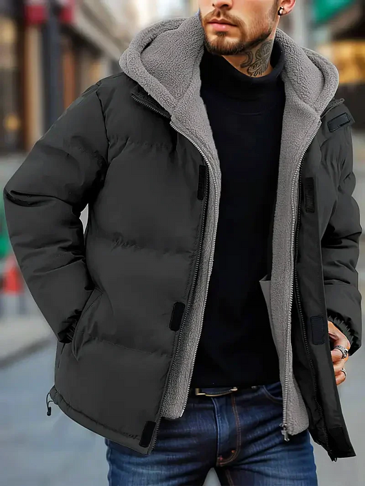 Kervon | Men’s Water-Repellent Puffer Jacket with Hood and Fleece Lining