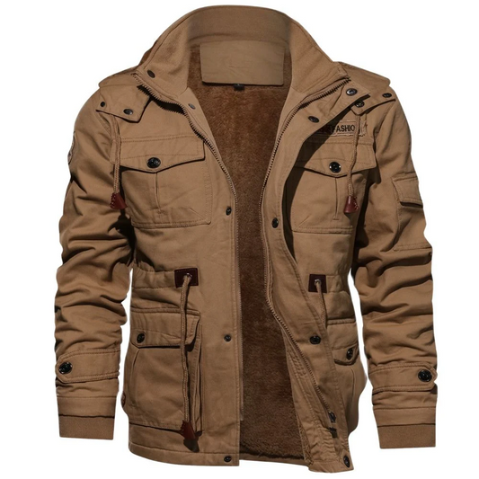 Elvandar | Men’s Tactical Bomber Jacket with Fleece Lining & Adjustable Waist