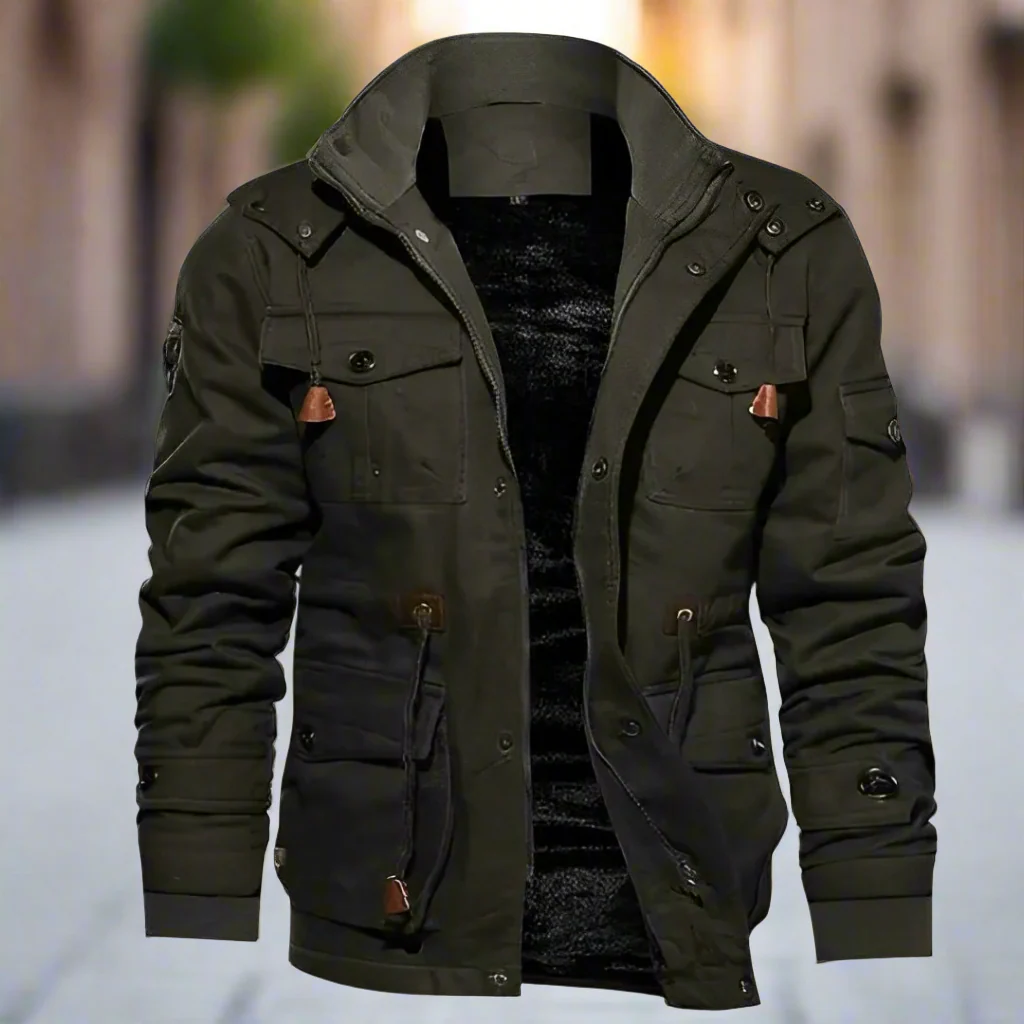 Elvandar | Men’s Tactical Bomber Jacket with Fleece Lining & Adjustable Waist