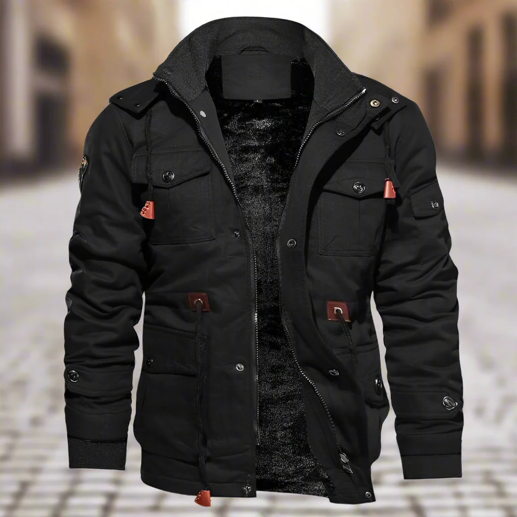 Elvandar | Men’s Tactical Bomber Jacket with Fleece Lining & Adjustable Waist