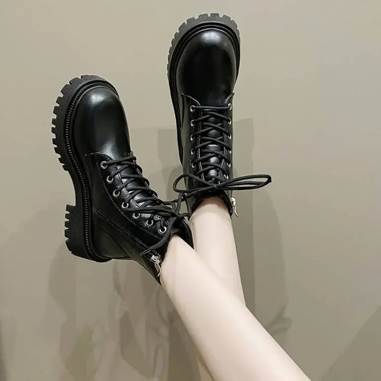 Helga | Women's Premium Leather Lace-Up Boots – Fleece Lined for Ultimate Comfort