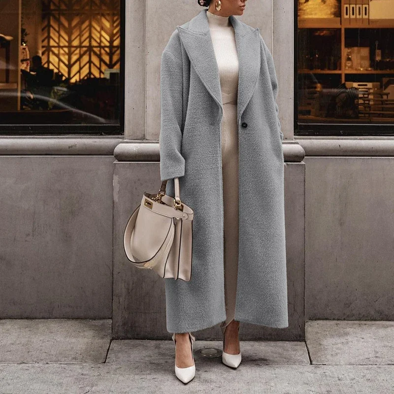Gabriella | Women’s Long Oversized Coat with Wide Lapels & Elegant Design
