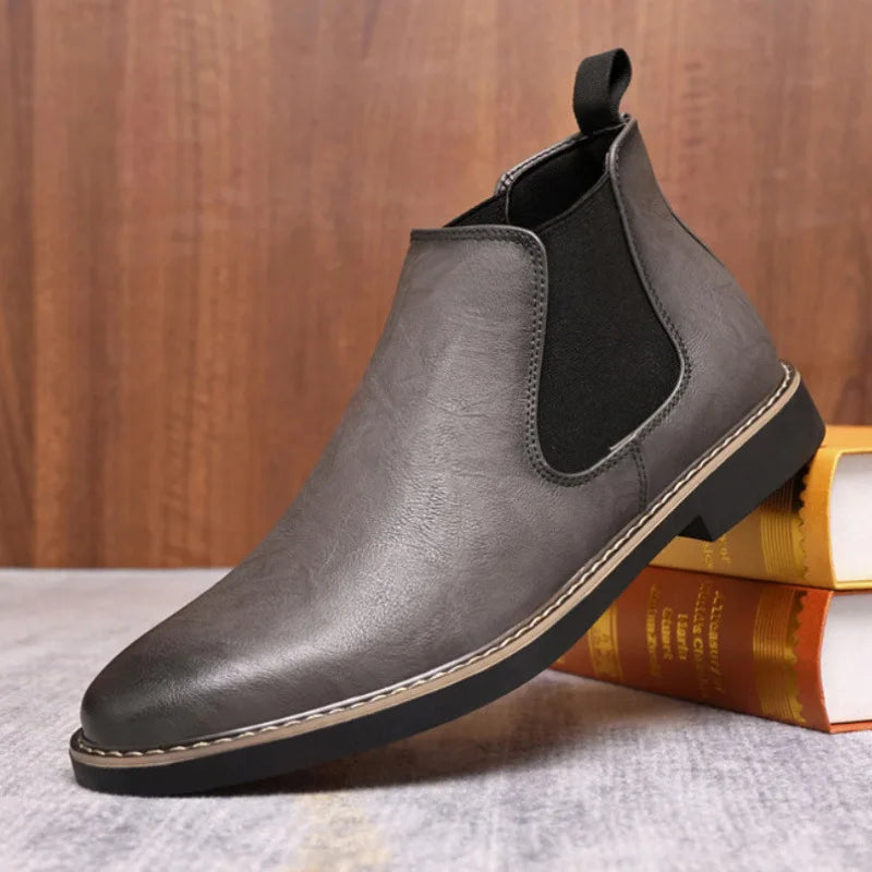 The Lothian Men's Classic Leather Slip On Chelsea Boots