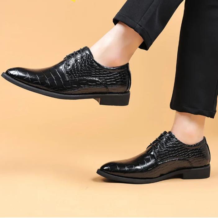 Hartmut | Men's Croc Pattern Oxford Shoes – Stylish Lace-Up Formal Shoes for Business and Special Occasions