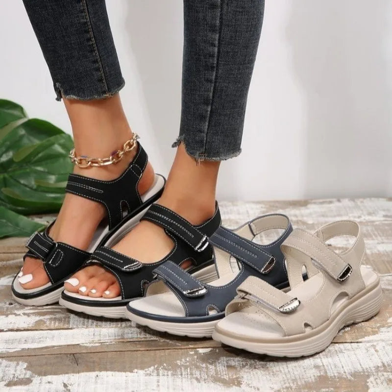 Lavinia | Women's Orthopedic Velcro Strap Classic Summer Sandals for Comfort and Support