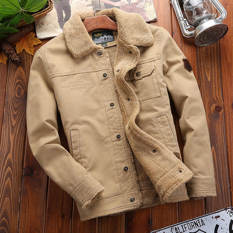 Lucas | Men’s Plush-Lined Cotton Blend Jacket with Lapel Collar & Button Closure