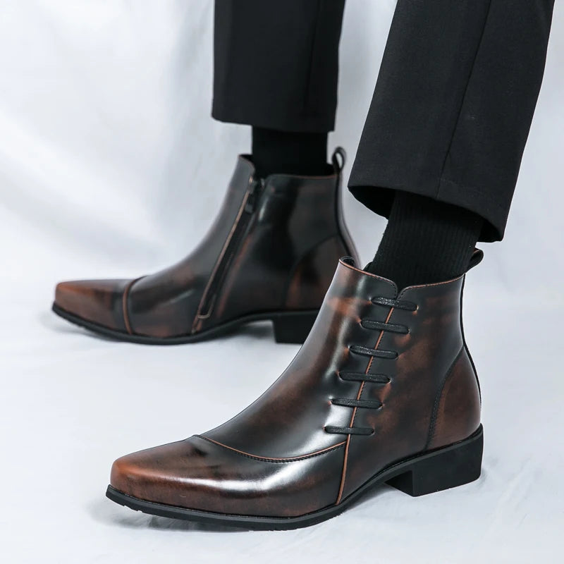The Paisley Men's Modern Polished Leather Lace Up Chelsea Boots