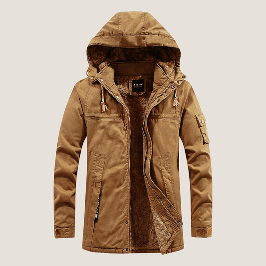 Leandro | Men’s Fleece-Lined Hooded Winter Jacket with Utility Pockets