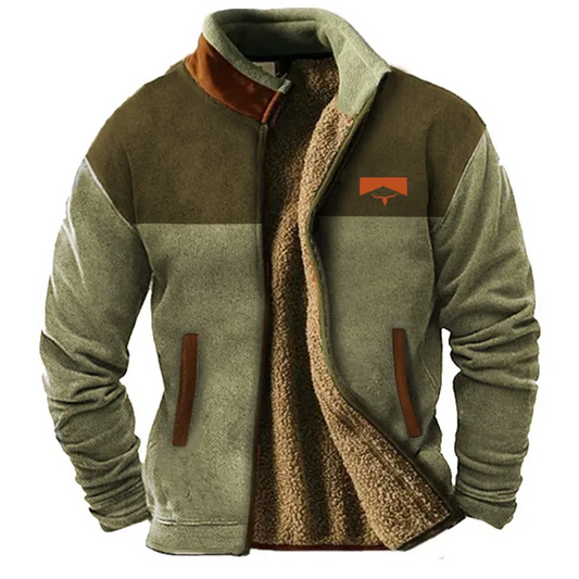 Emberic | Men’s Vintage Winter Jacket with Fleece Lining & Standing Collar